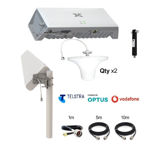 Cel-Fi GO G41-JE-DL-2SO Stationary Telstra |Optus|Voda 11dBi LPDA7040-11 | Dual DAS 6dBi DAS Omni Ceiling Antenna Bundle
