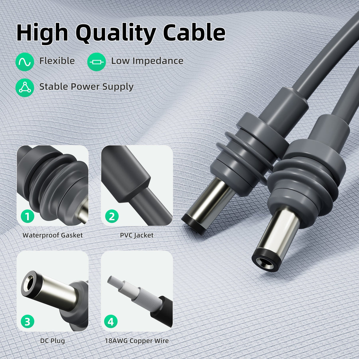 Starlink Mini Power Cable 1m, 2m, 3m, 4m, 5m, 6m & 10m cable lengths.
