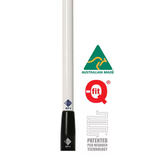 RFI CDR5000-WB-WHIP 5dBi Q-Fit UHF CB Collinear Antenna Whip-Only White/Black Collar