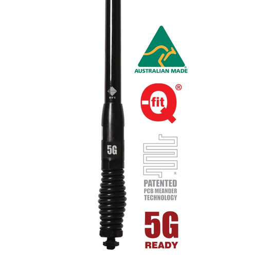 RFI CDQ8194 5.5dBi 4G/LTE/5G Black Q-Fit® Vehicle Bull Bar Antenna spring base