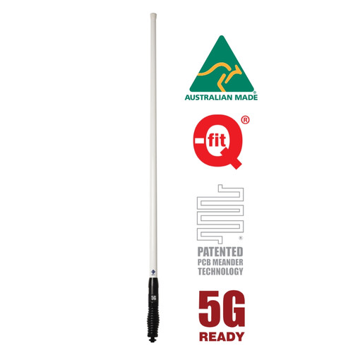 RFI Vehicle Bull Bar Antenna CDQ8197 7.5dBi 4G/LTE/5G White Q-Fit® - 121cm high Full View