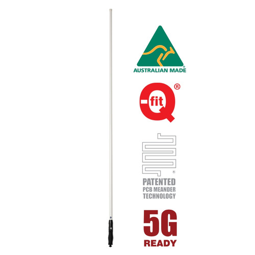 RFI CDQ8199-WB 8.5dBi 4G/LTE/5G White Q-Fit® Vehicle Bull Bar Antenna - 208cm high Full View