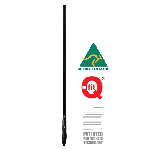 RFI 5dBi UHF 477Mhz Black Vehicle collinear antenna full antenna view