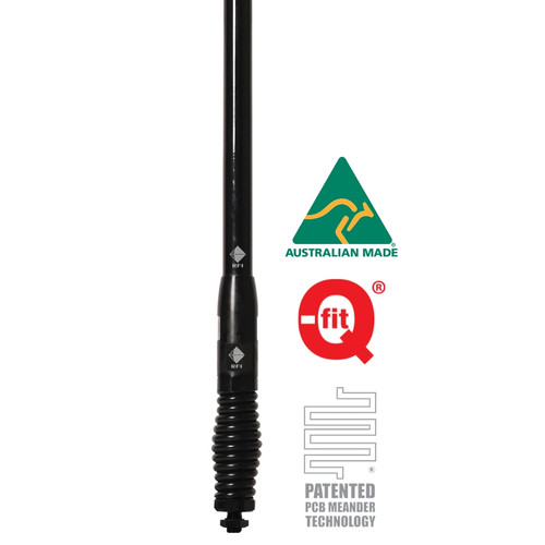 Close View of RFI CDQ8000 8dBi UHF 477Mhz Black Q-Fit® Vehicle Bull Bar Antenna - 208cm high