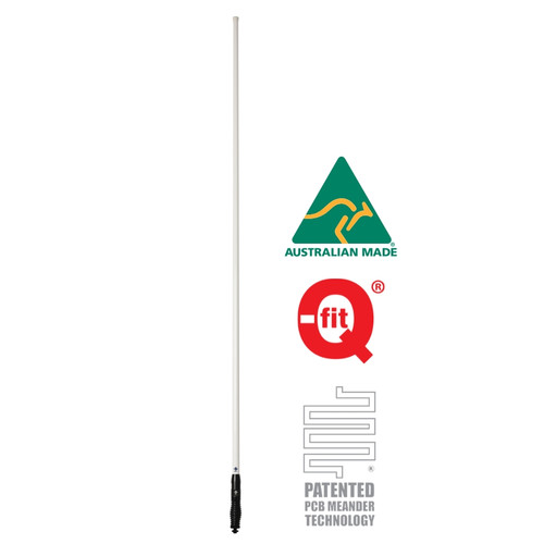 RFI CDQ8000-WB 8dBi UHF / CB 477Mhz White Q-Fit® Vehicle Bull Bar Antenna Full View