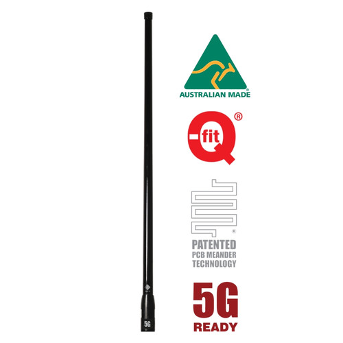 RFI CDQ8195-B-WHIP 5G LTE 6.5dBi Antenna Whip Only - Black Full Whip Image