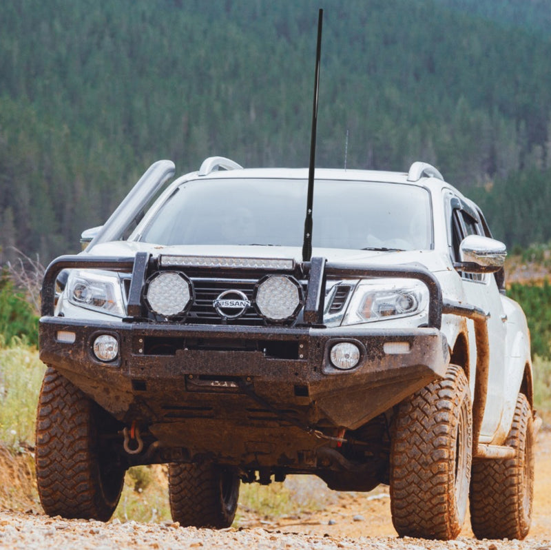 Nissan jeep with an RFI CDR series antenna installed