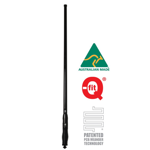 RFI CDQ3000-B UHF CB 3dBi collinear antenna Black Full Antenna View