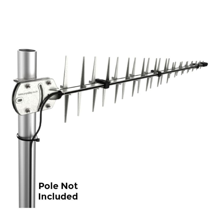 RFI LPDA directional antenna mounted on a pole