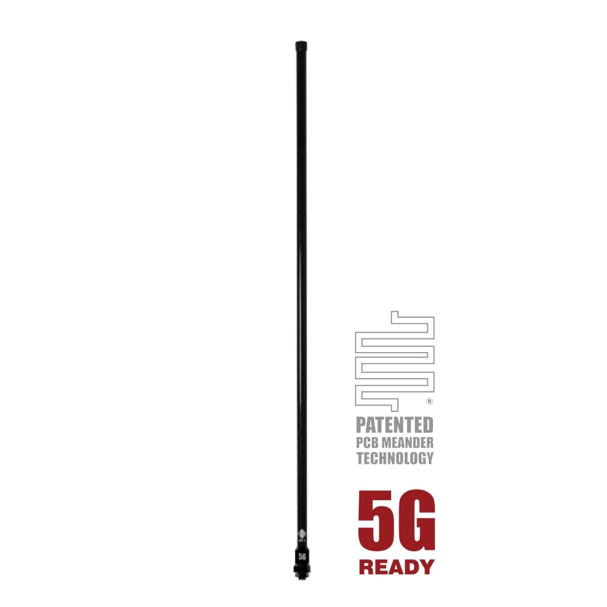 RFI CD8295 5G LTE 6.5dBi Collinear Antenna (698-3800MHz); 5m SMA(M) - Black 806mm Full Antenna View