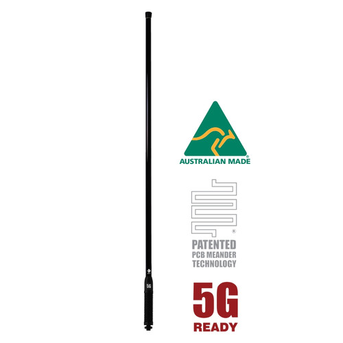 RFI CD8197-B 5G LTE 7.5DBI collinear vehicle antenna Black (698-3800MHZ); 5M SMA(M) close view full antenna view