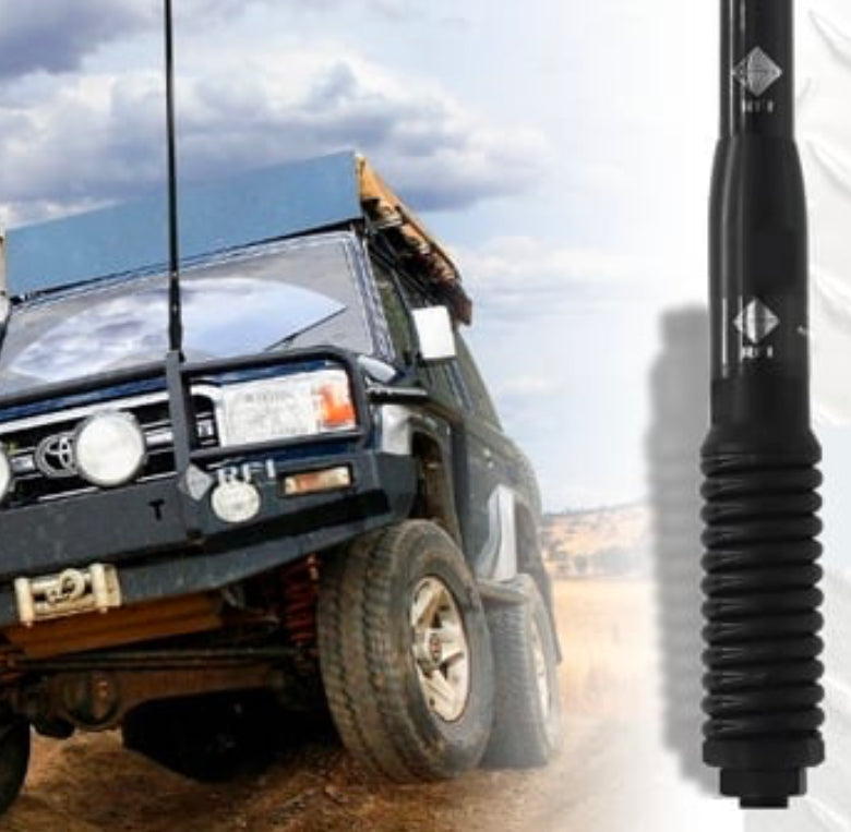 Close up image of a car with an RFI antenna