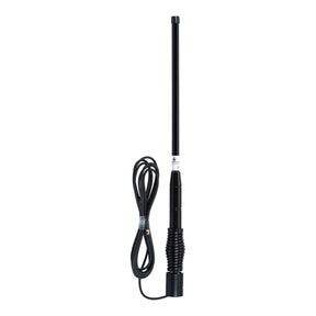 Blackhawk ANT-BH-OM-205B Trucker Edge Compact Antenna vertical view with connecting cable.