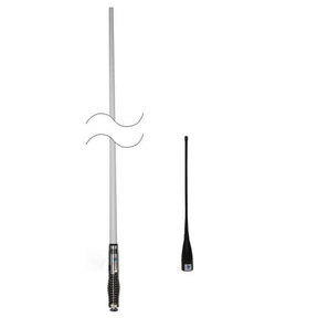 RFI CDQ8000-W white antenna and a CDQ34 whip