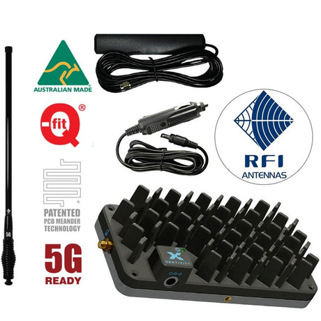 R41 Roam booster with power adapter, internal antenna and an RFI CDR8195 antenna