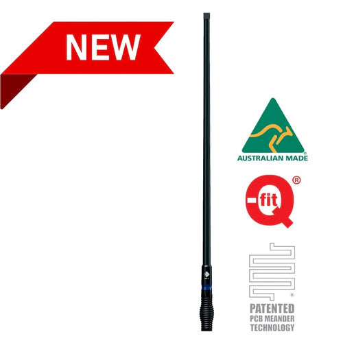 RFI CDQ8197-B 7.5dBi 4G/LTE/5G&nbsp;Q-Fit®&nbsp;Bull Bar Vehicle Antenna; 5Mtr cable terminated SMA male - Black 1211mm