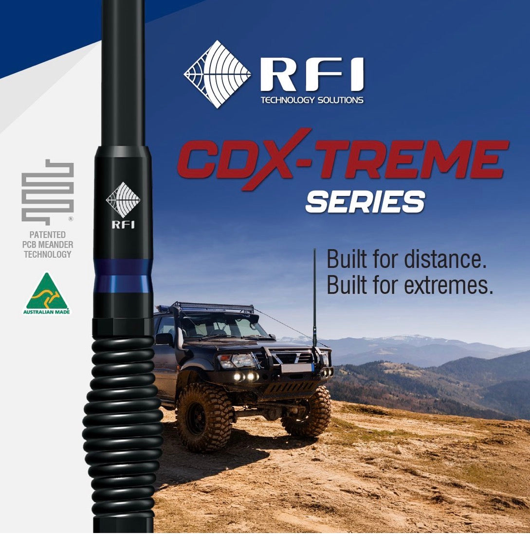 RFI CDX-TREME 7.5dBi 4G/LTE/5G Black Q-Fit® Vehicle Bull Bar Antenna - 1200mm