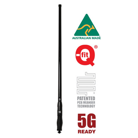 RFI CDQ8199-B 8.5dBi 4G/LTE/5G Black Q-Fit® Vehicle Bull Bar Antenna - 208cm Full View