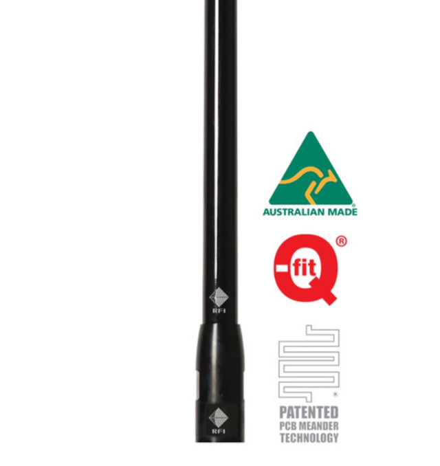 RFI CDQ5000-BL-WHIP Q-Fit UHF 5dBi CB Collinear Antenna Whip-Only Black Close View