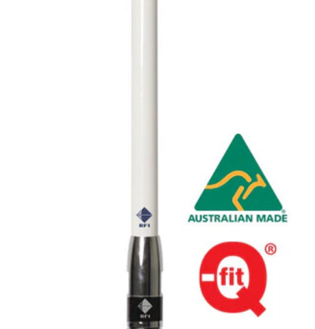 Close View of RFI CDQ5000-W-WHIP Q-Fit UHF 5dBi CB Collinear Antenna Whip-Only White