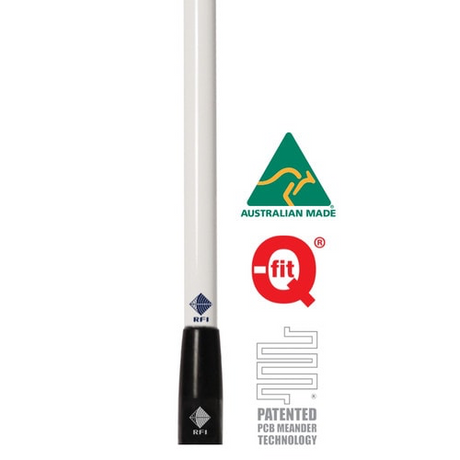 Close View of RFI CDQ5000-WB-WHIP Q-Fit UHF 5dBi CB Collinear Antenna Whip-Only White/Black Ferrule