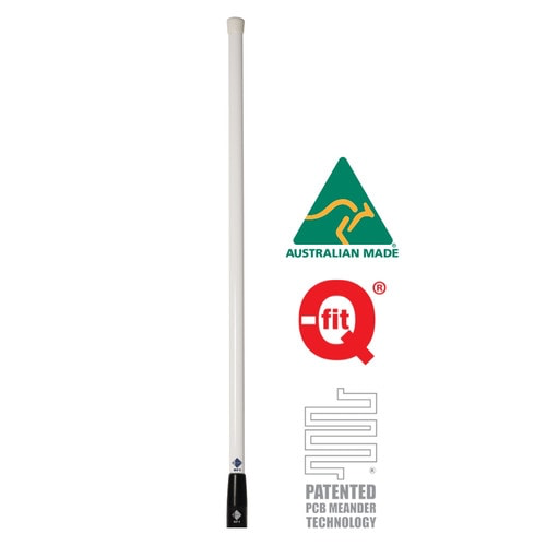 RFI CDQ5000-WB-WHIP Q-Fit UHF 5dBi CB Collinear Antenna Whip-Only White/Black Ferrule Full Whip View