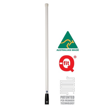 RFI CDQ5000-WB-WHIP Q-Fit UHF 5dBi CB Collinear Antenna Whip-Only White/Black Ferrule Full Whip View