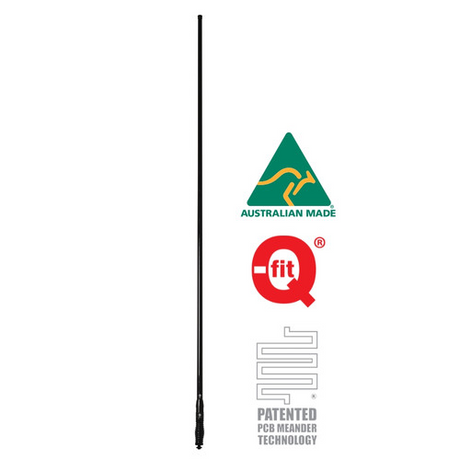 RFI CDQ8000 8dBi UHF 477Mhz Black Q-Fit® Vehicle Bull Bar Antenna - 208cm high Full Antenna View