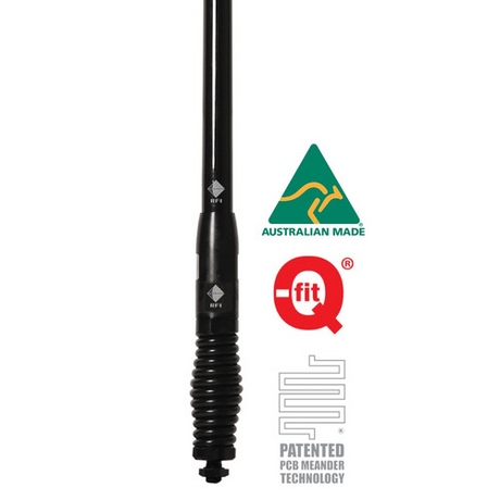 RFI CDQ3000-BL 3dBi UHF 477Mhz Black Q-Fit® vehicle collinear antenna - 71cm high close view