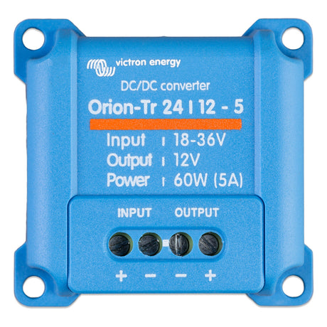 Top side view of a Victron Orion-Tr 24 | 12 - 5amp 60 watt DC-DC converter