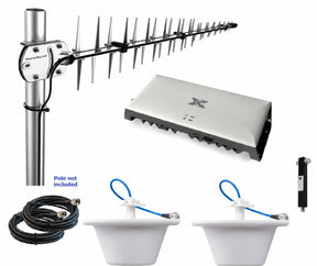 Cel-Fi GO G41 building kit with RFI LPDA7038 external antenna and dual ceiling antennas