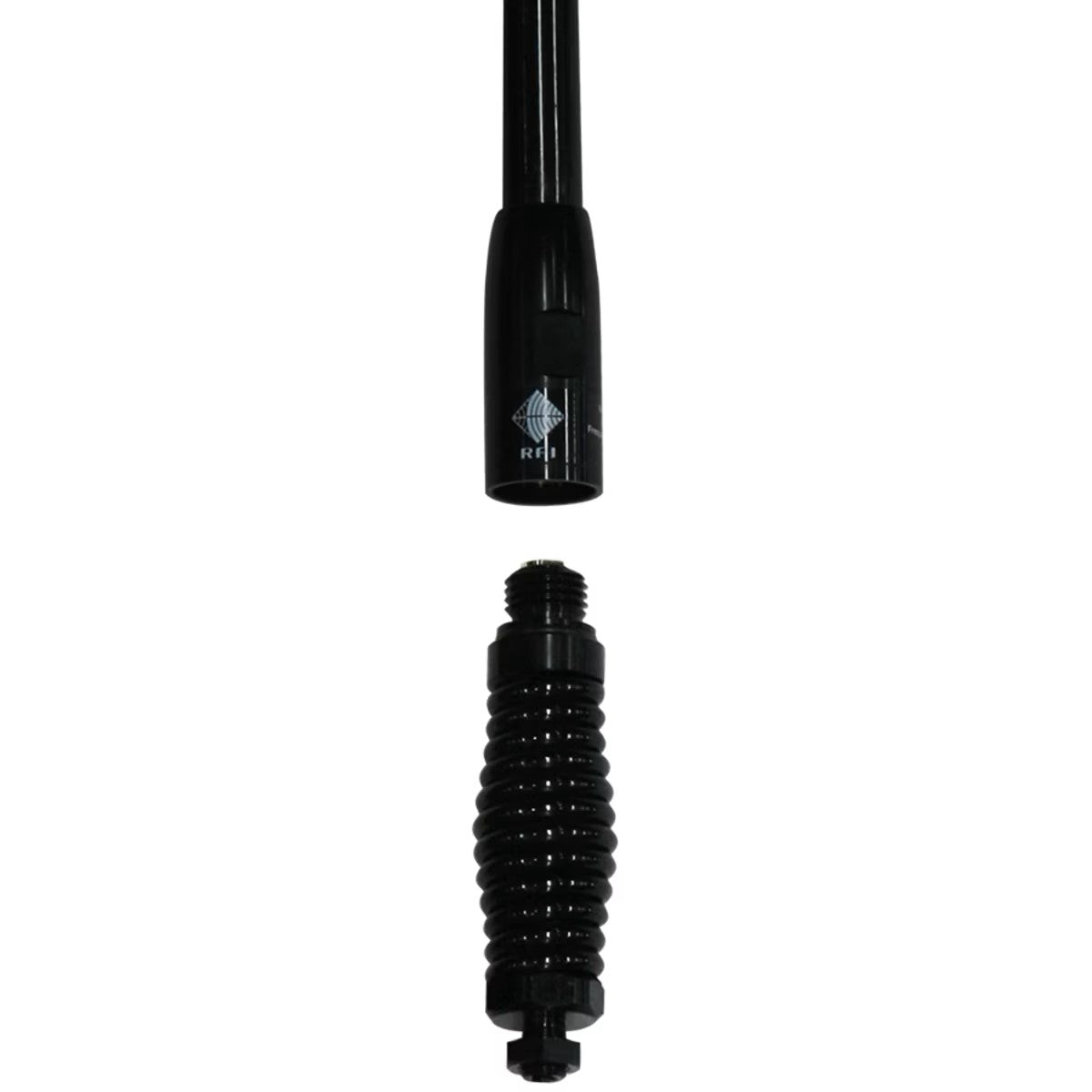 RFI CDQ8194 4G & 5G cellular antenna showing the removable whip and Q-Fit connection