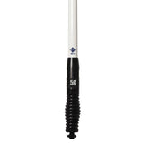 RFI CDQ8197 7.5dBi 4G & 5G cellular vehicle antenna close-up with removable white whip & black spring