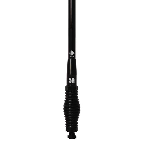RFI CDR8195 6.5dBi 4G & 5G cellular antenna close-up showing removable whip and spring base