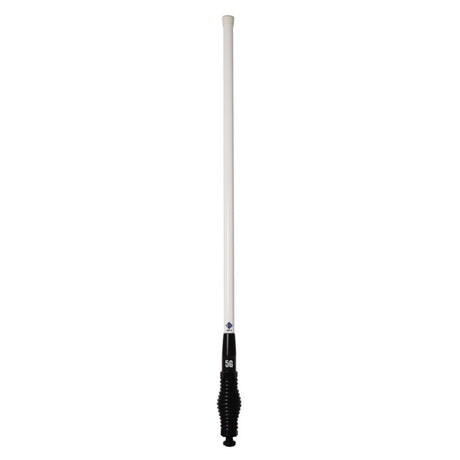 RFI CDR8195 6.5dBi 4G & 5G cellular antenna showing removable white whip and black spring base